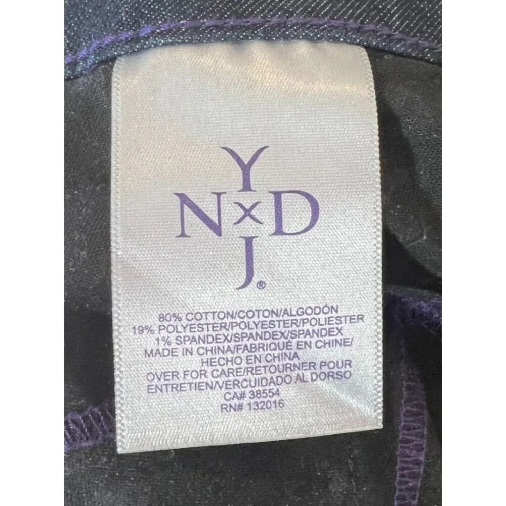 NYDJ Womens Dark Wash Denim Cropped Jeans Rhinestone Detail Cuff Size 14 M10J62T